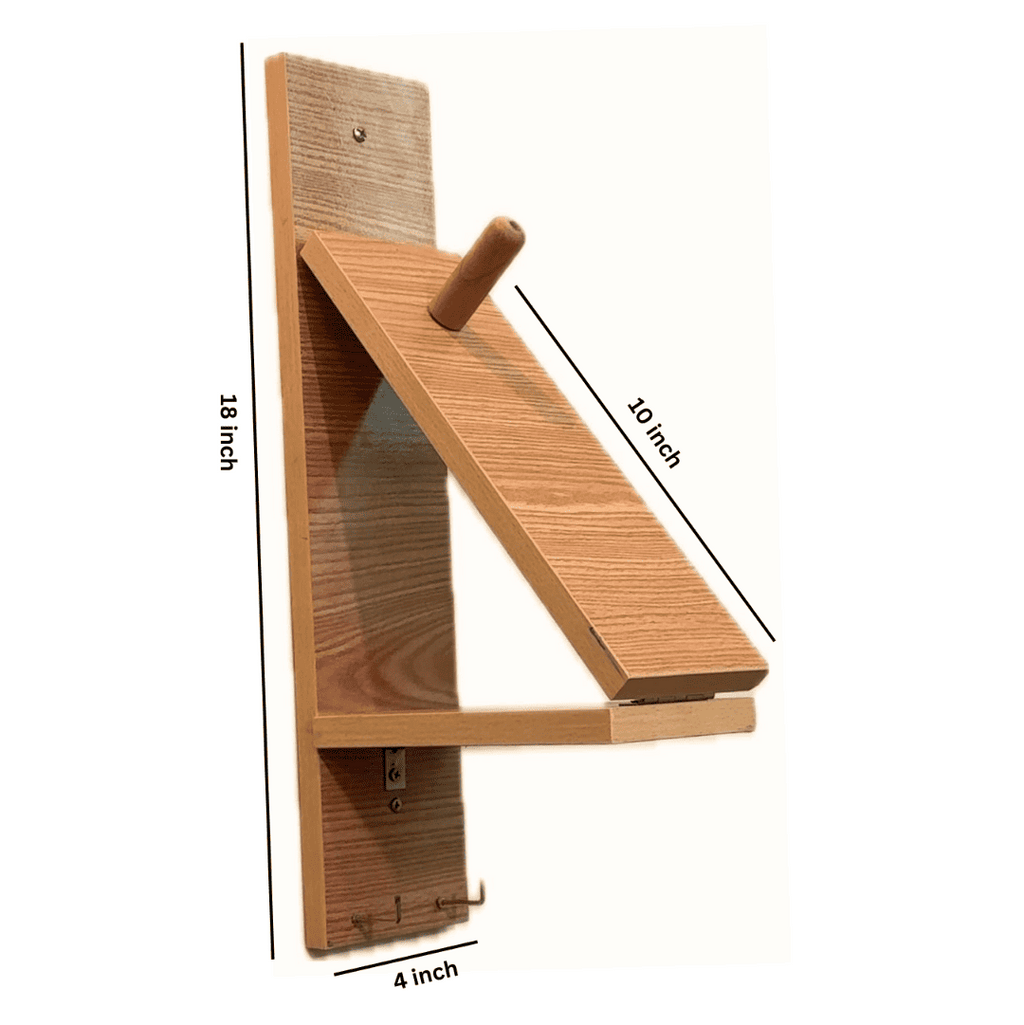 3-in-1 Wooden Helmet Stand – Gloves & Key Holder
