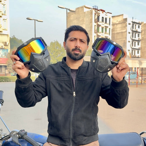 Bike Face Mask with Goggles – UV Protection & Smog Filter with Adjustable Strap