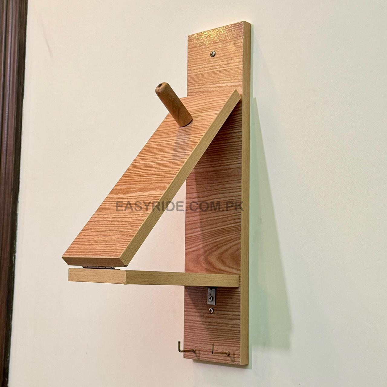 3-in-1 Wooden Helmet Stand – Gloves & Key Holder