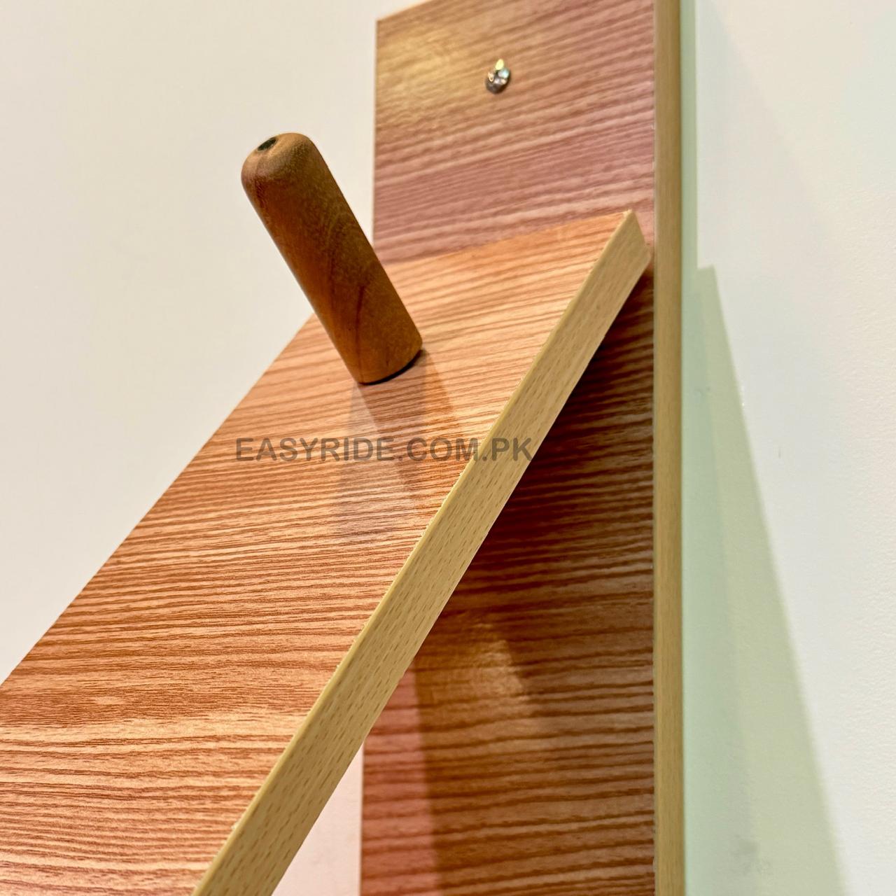 3-in-1 Wooden Helmet Stand – Gloves & Key Holder