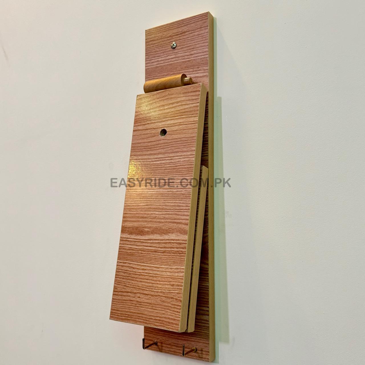 3-in-1 Wooden Helmet Stand – Gloves & Key Holder