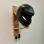 3-in-1 Wooden Helmet Stand – Gloves & Key Holder